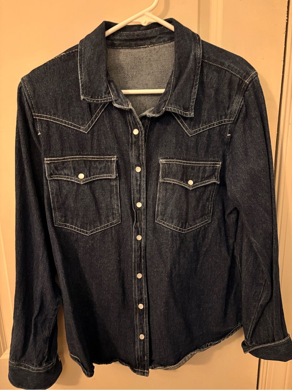 Dark Wash Denim Shirt - Women Jeans Style